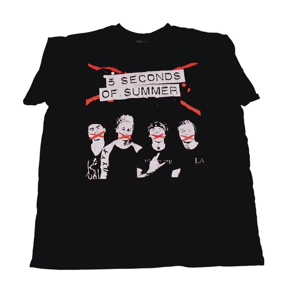 5 Seconds of Summer Shirt Mens Medium Black Rock Out Tour 2015 Band Tee Concert